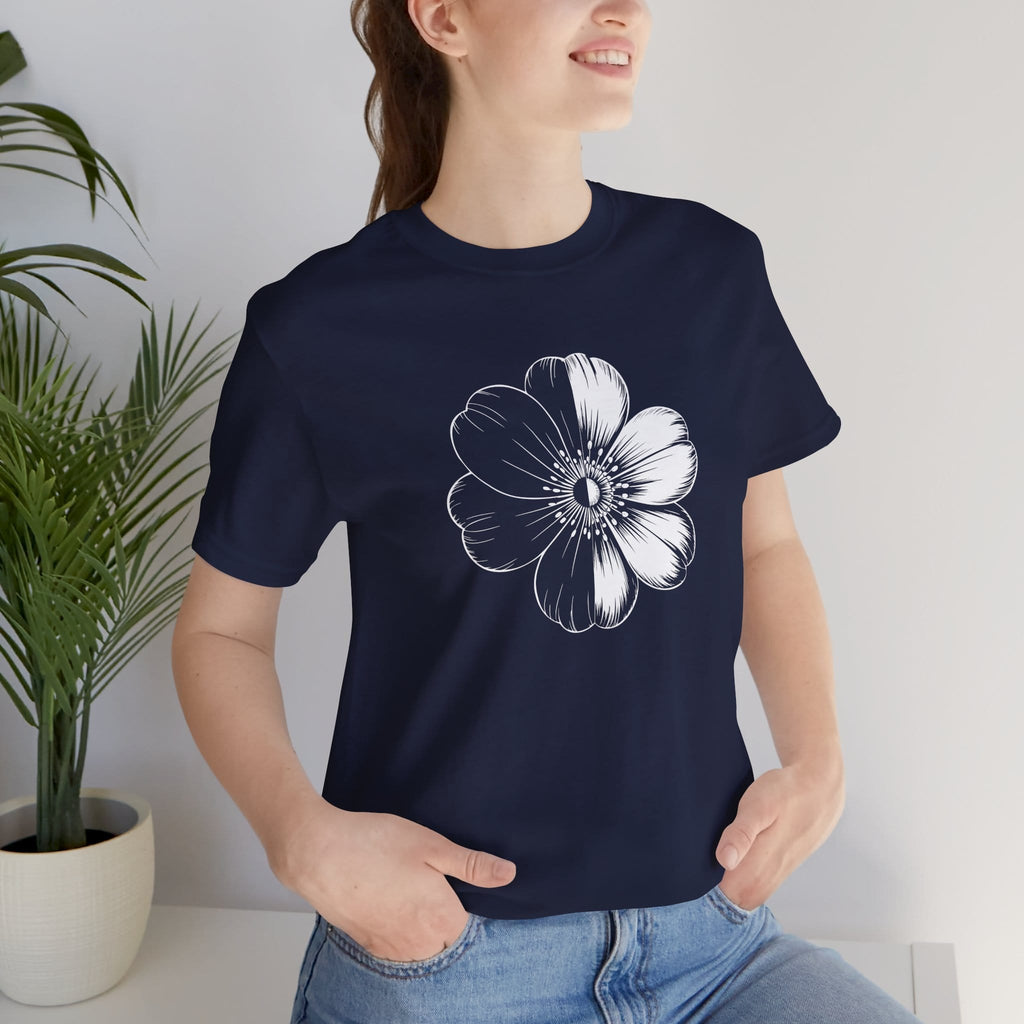 Monochrome Retro Flower T-Shirt (Dark)