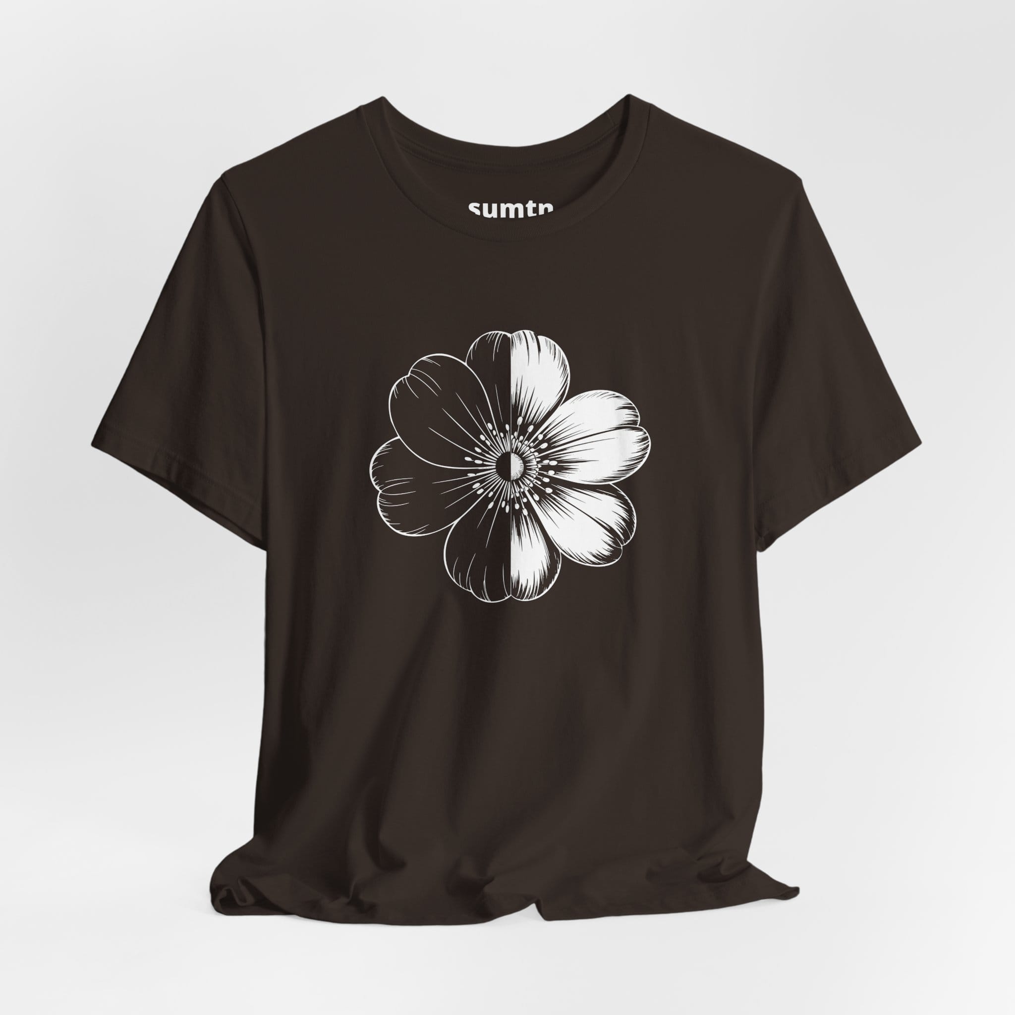 Monochrome Retro Flower T-Shirt (Dark)