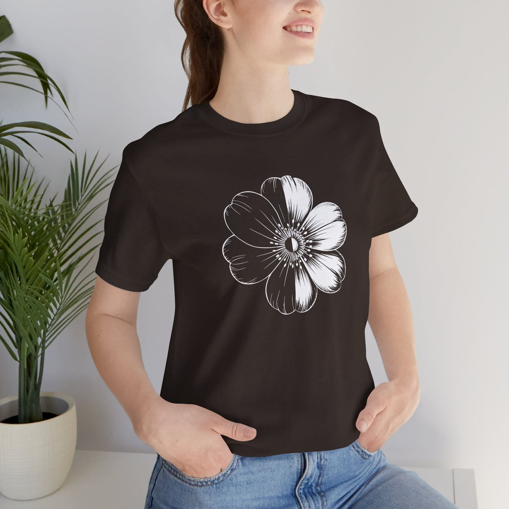 Monochrome Retro Flower T-Shirt (Dark)