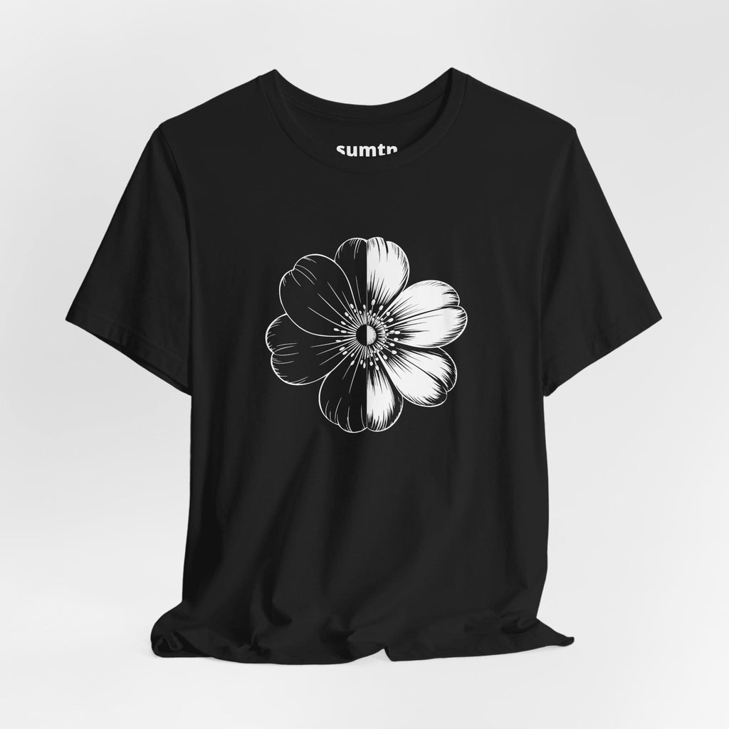 Monochrome Retro Flower T-Shirt (Dark)