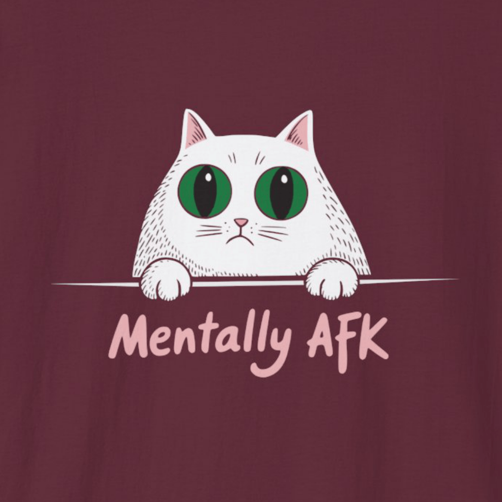 Mentally AFK Cat T-Shirt (Dark)