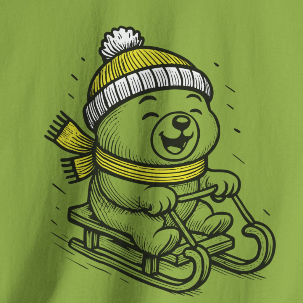Sledding Polar Bear T‑Shirt