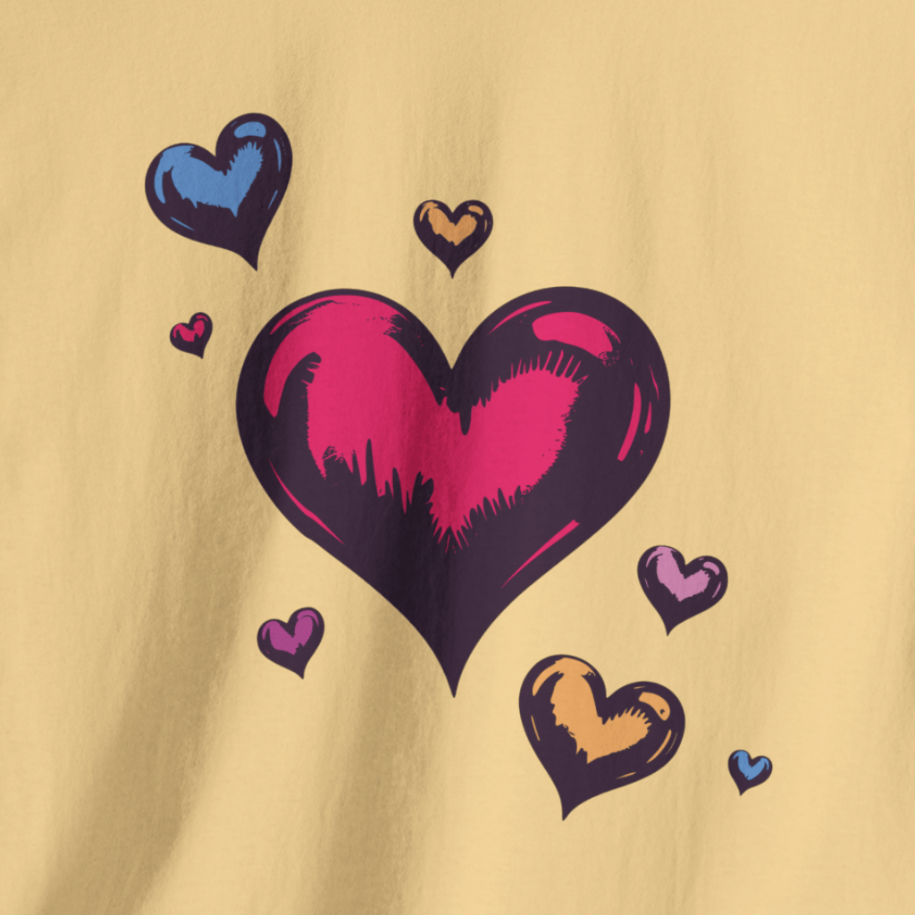 Colorful Hand-Drawn Hearts T‑Shirt