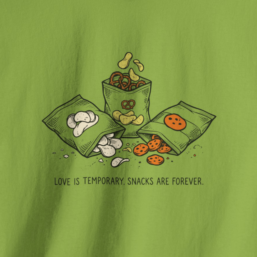 Love Is Tempoarary. Snacks Are Forever. T-Shirt