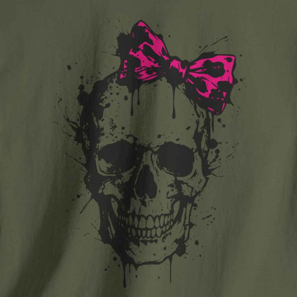 Edgy Skull with Bow T-Shirt