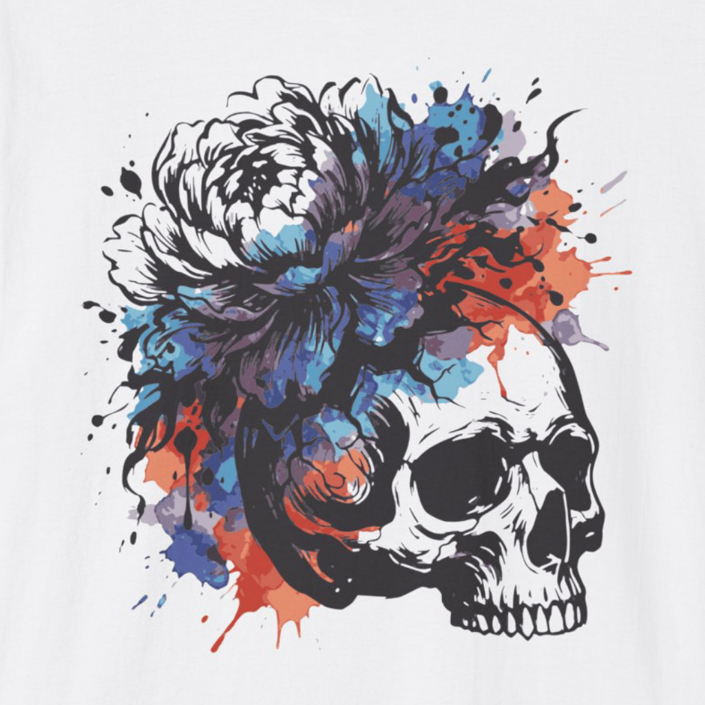 Skull Floral Watercolor T-Shirt