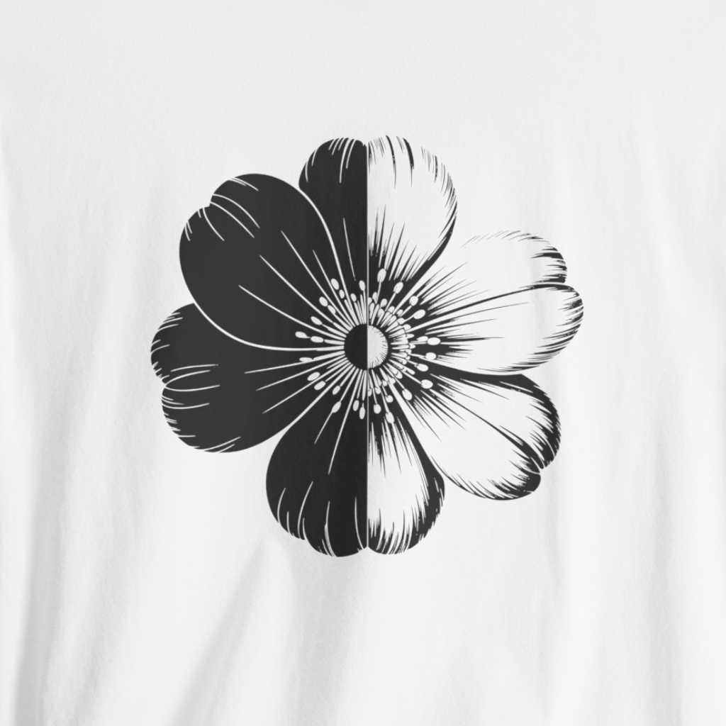 Monochrome Retro Flower T-Shirt (Light)