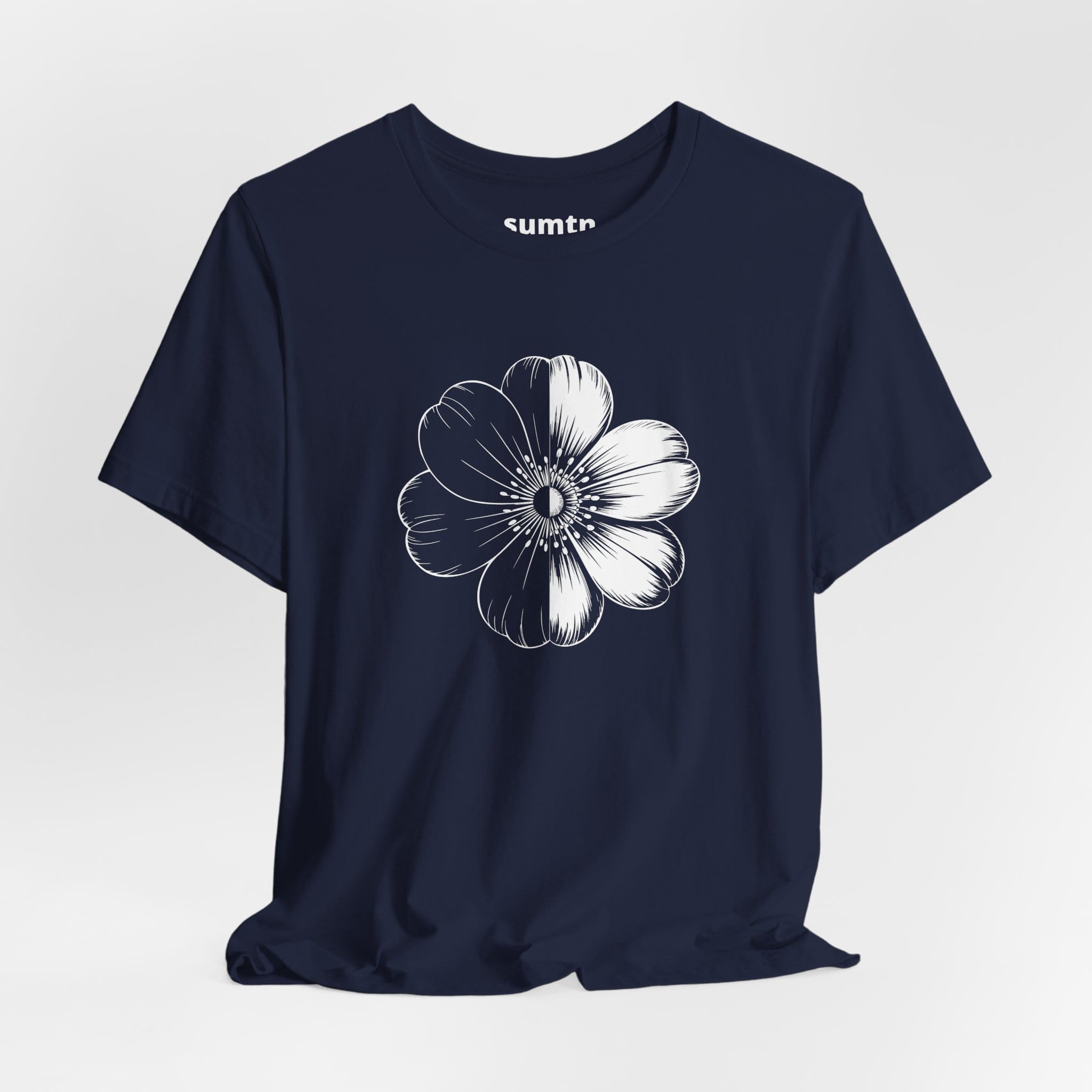Monochrome Retro Flower T-Shirt (Dark)
