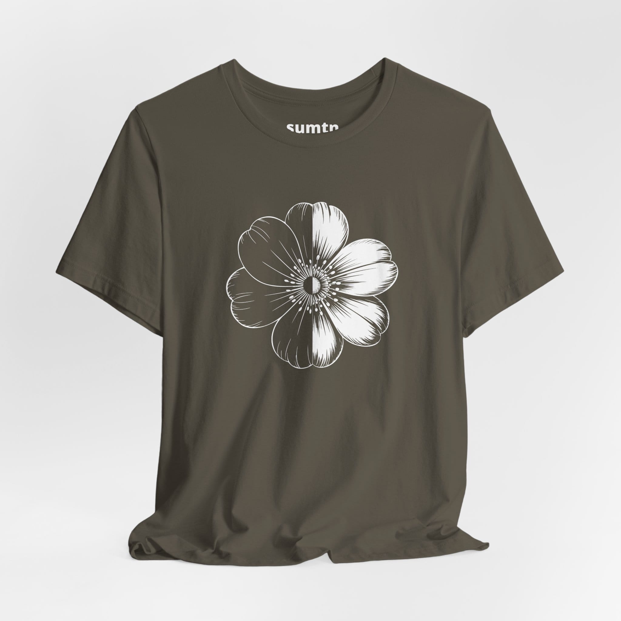 Monochrome Retro Flower T-Shirt (Dark)