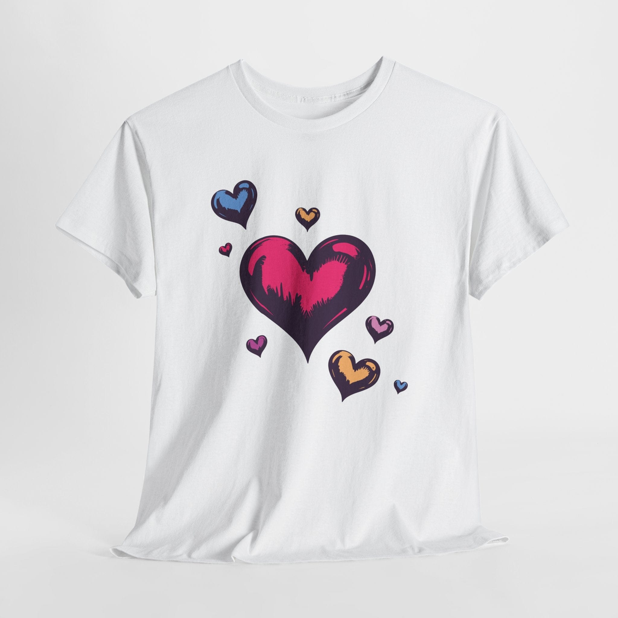 Colorful Hand-Drawn Hearts T‑Shirt