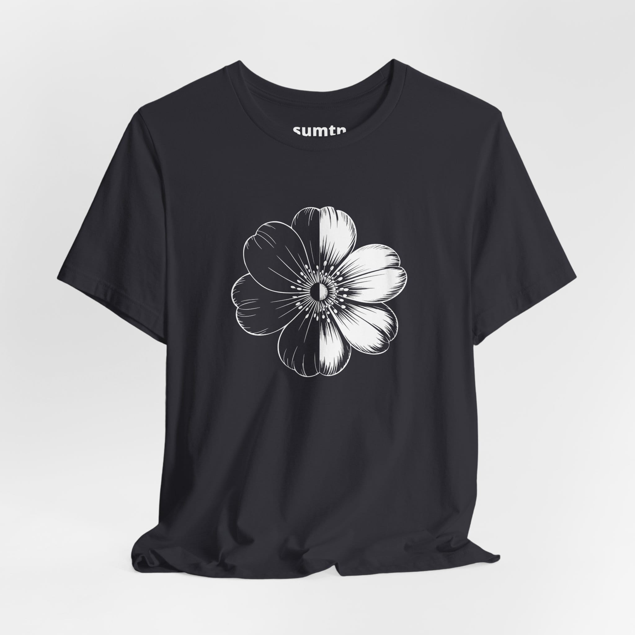 Monochrome Retro Flower T-Shirt (Dark)
